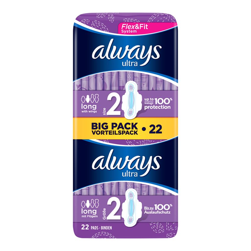 Always Ultra Long Sanitary Towels With Wings Size 2 22s