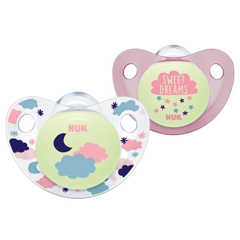 Nuk Night And Day Pink Twin Pack Soothers Size 2 6-18 Months