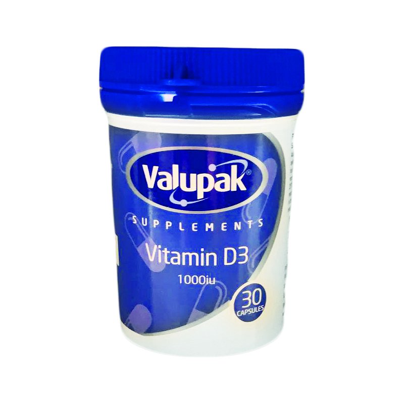 Valupak Supplements Vitamin D3 1000Iu Capsules 30s