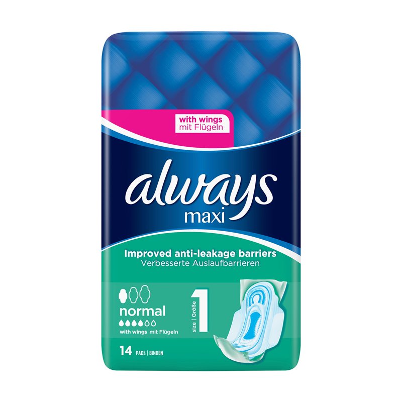 Always Maxi Normal Pads With Wings 14s