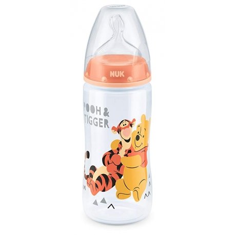 Nuk First Choice Disney Winnie The Pooh Orange Bottle With Silicone Teat Size 1 Medium 0-6 Months 300ml