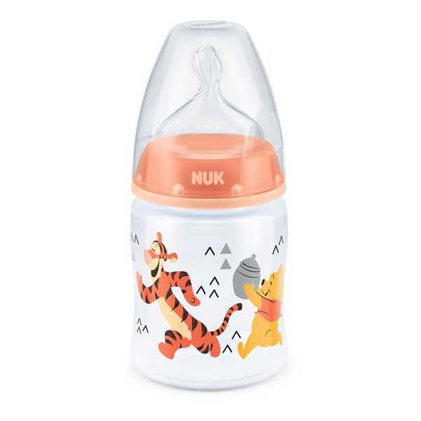 Nuk First Choice Disney Winnie The Pooh Orange Bottle With Silicone Teat Size 1 Medium 0-6 Months 150ml