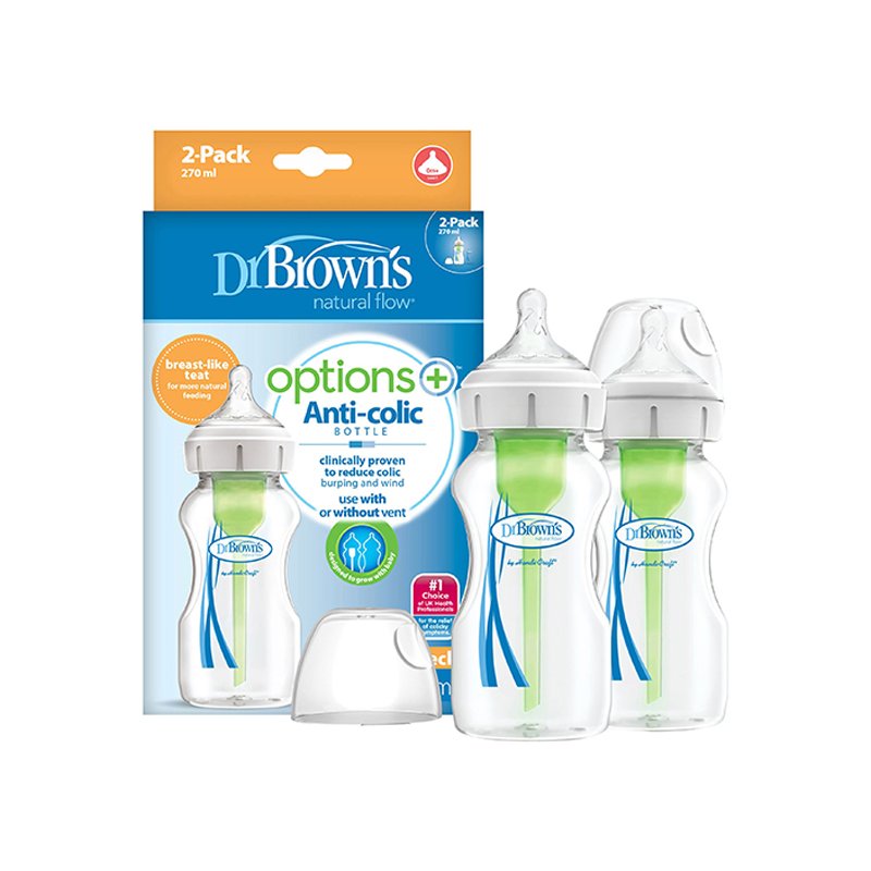 Dr Browns Options Plus Twin Pack Wide Neck Bottle 270ml