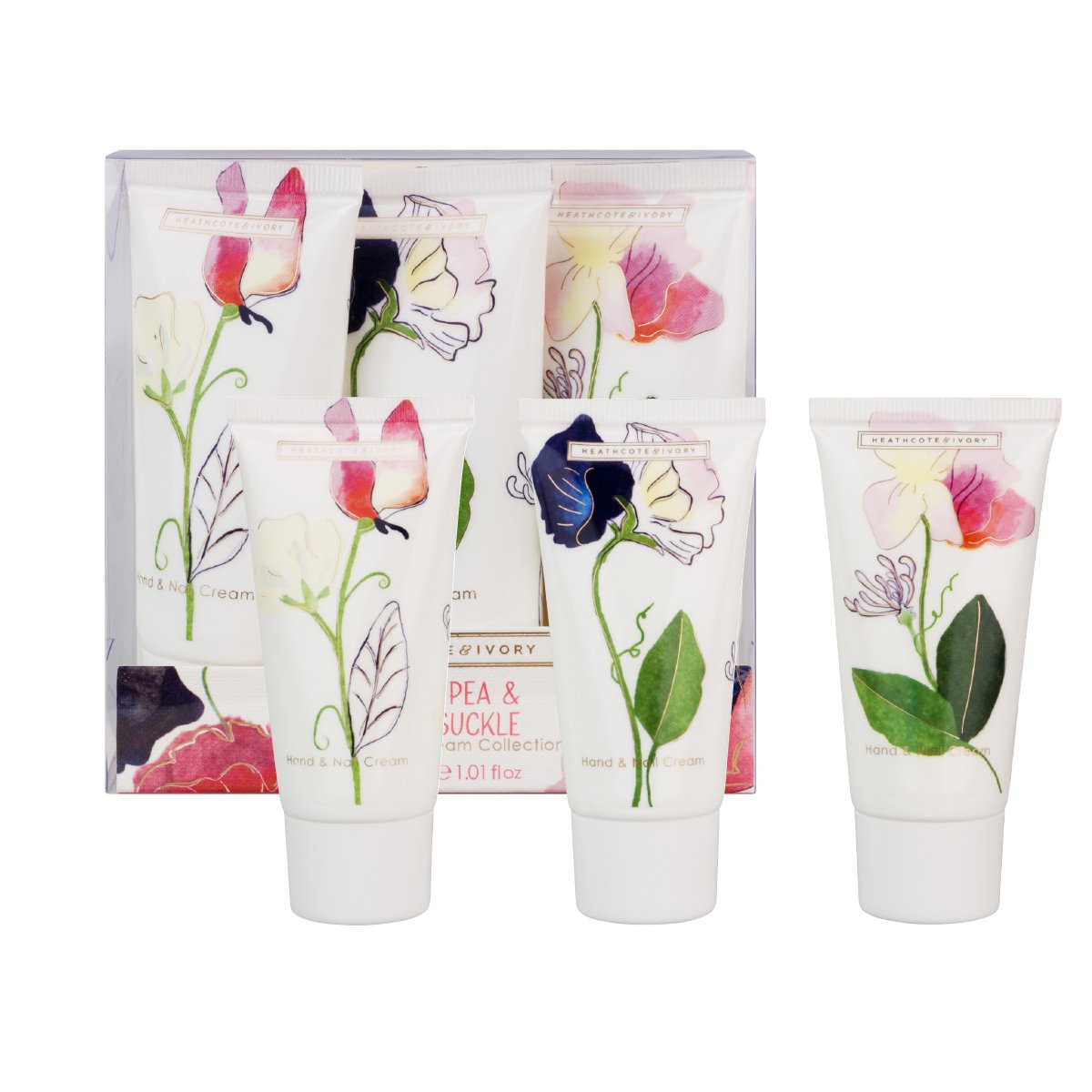 Heathcote And Ivory Sweet Pea And Honeysuckle Hand And Nail Cream Collection