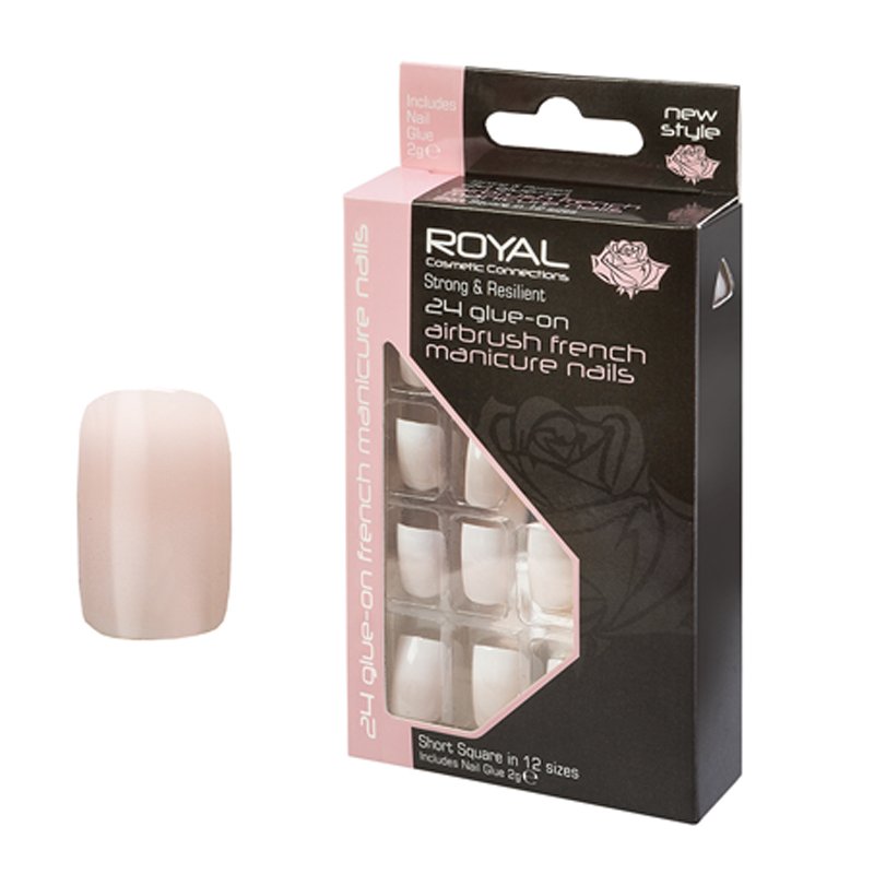 Royal Cosmetics 24 Airbrush Nail Tips And 2g Glue French Manicure