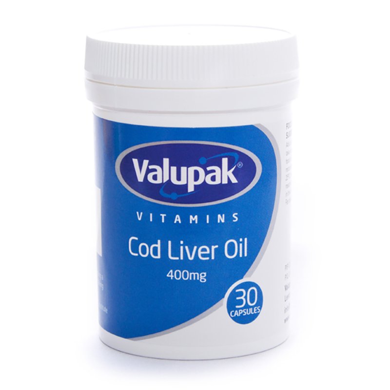 Valupak Vitamin Cod Liver Oil 400Mg 400Iu Capsules 30s