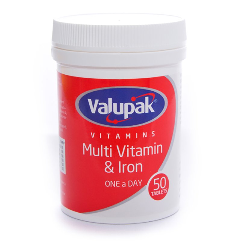 Valupak Vitamin Multivitamins And Iron Tablets 50s