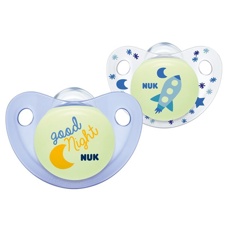 Nuk Night And Day Blue Twin Pack Soothers Size 2 6-18 Months