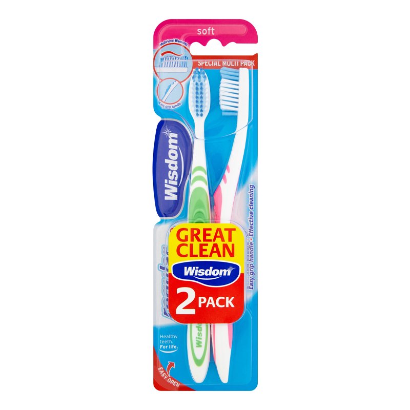 Wisdom Regular Plus Soft Twin Pack Toothbrush