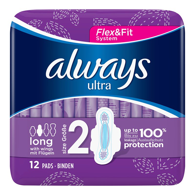 Always Ultra Long Sanitary Towels With Wings Size 2 12s