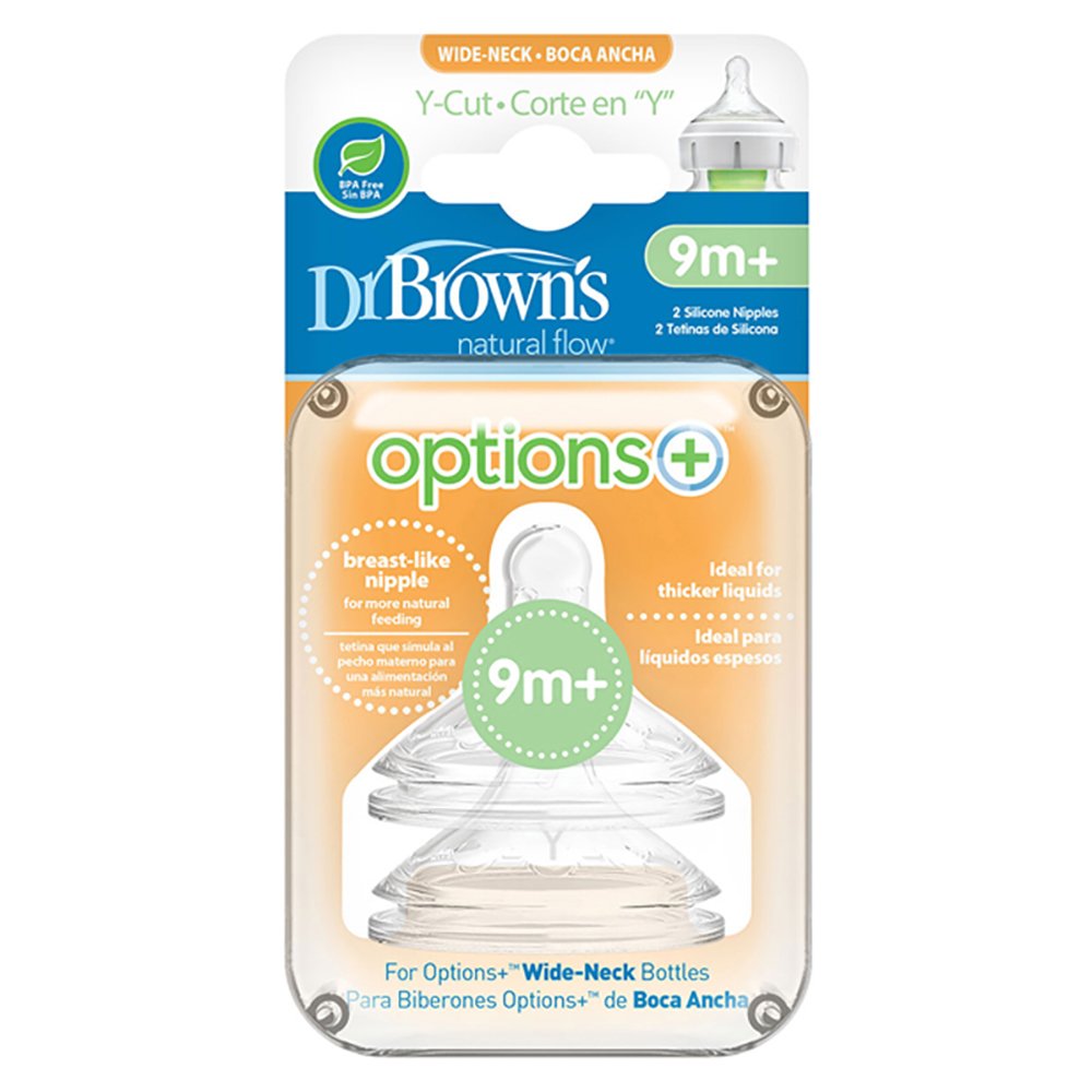Dr Browns Options Plus Y Cut Wide Neck Twin Pack Teats 9 Months