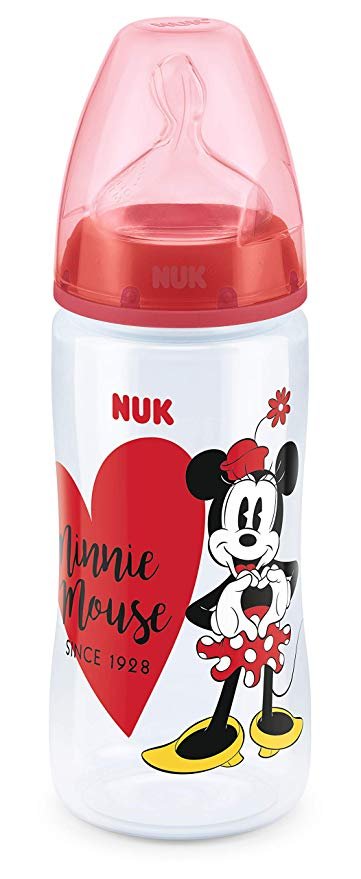 Nuk First Choice Disney Mickey And Minnie Red Bottle With Silicone Teat Size 2 Medium 6-18 Months 300ml
