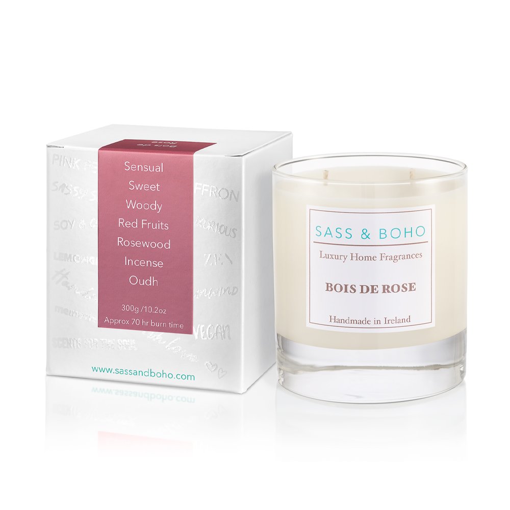 Sass And Boho Bois de Rose Double Wick Candle 300g