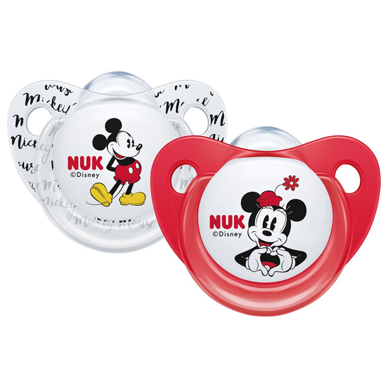 Nuk Disney Mickey And Minnie Twin Pack Soother Silicone Teat Size 2 6-18 Months