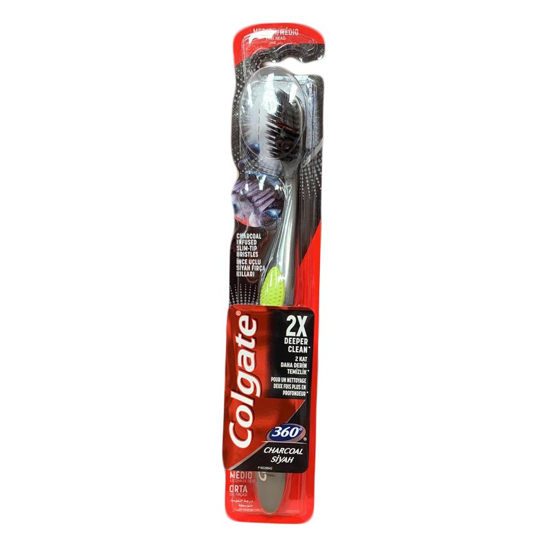 Colgate 360 Charcoal Black Medium Toothbrush