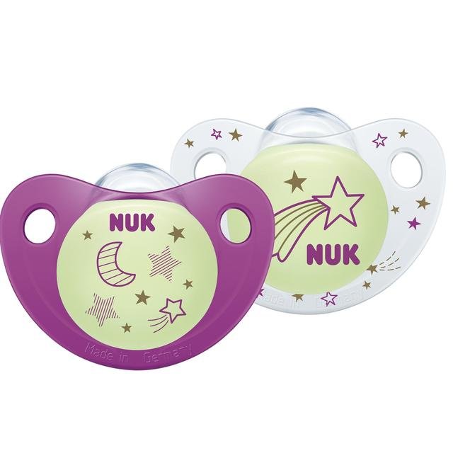 Nuk Night And Day Pink Twin Pack Soothers Size 1 0-6 Months