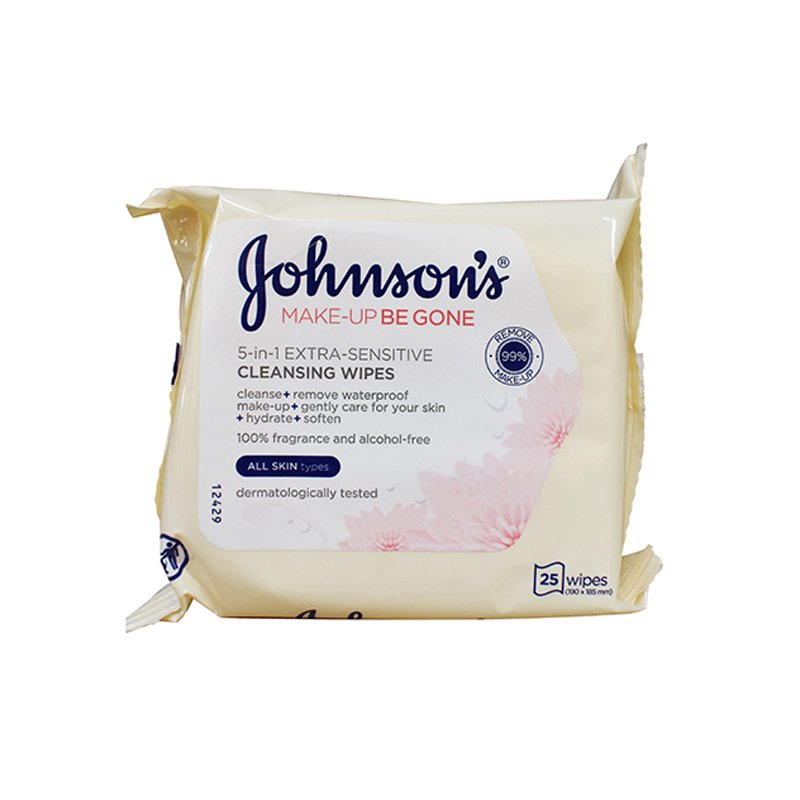 Johnsons Makeup Be Gone Extra Sensitive Facial Wipes 25s