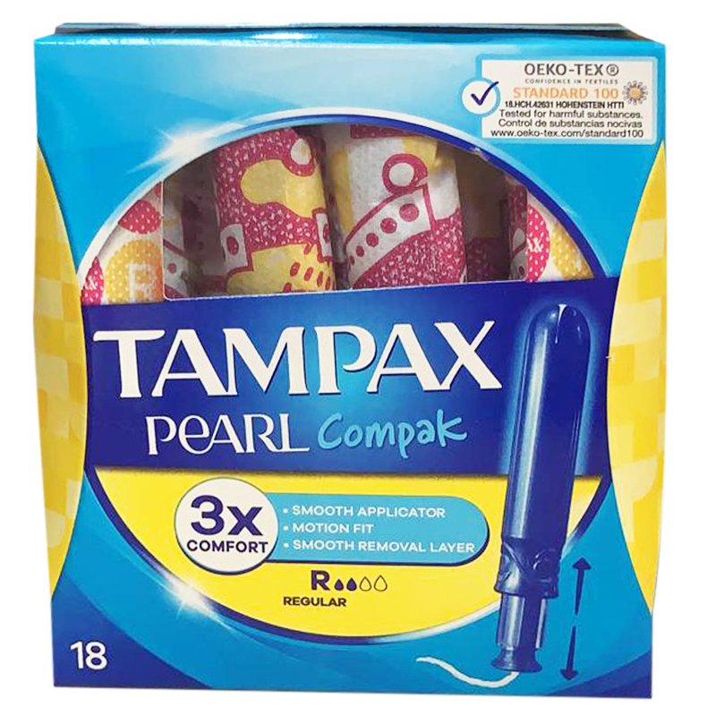 Tampax Compak Pearl Regular Applicator Tampons 18s