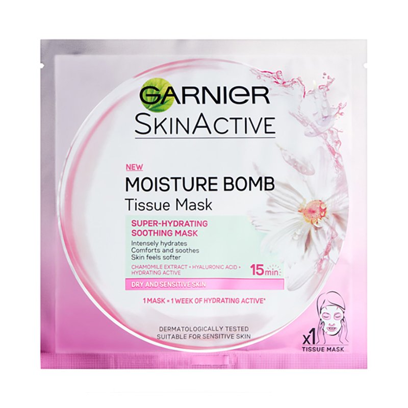 Garnier Skin Active Moisture Bomb Camomile Tissue Mask For Dry-Sensitive Skin 32g
