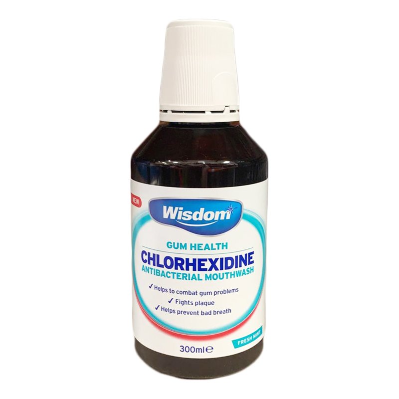 Wisdom Gum Health Chlorhexidine 0.2Percent Mint Anti Bacterial Alcohol Mouthwash 300ml