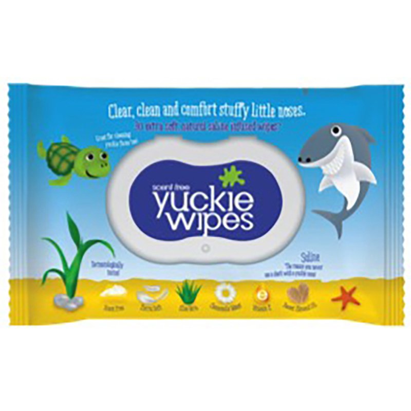 Yuckie Saline Nose Wipes Unscented 30s