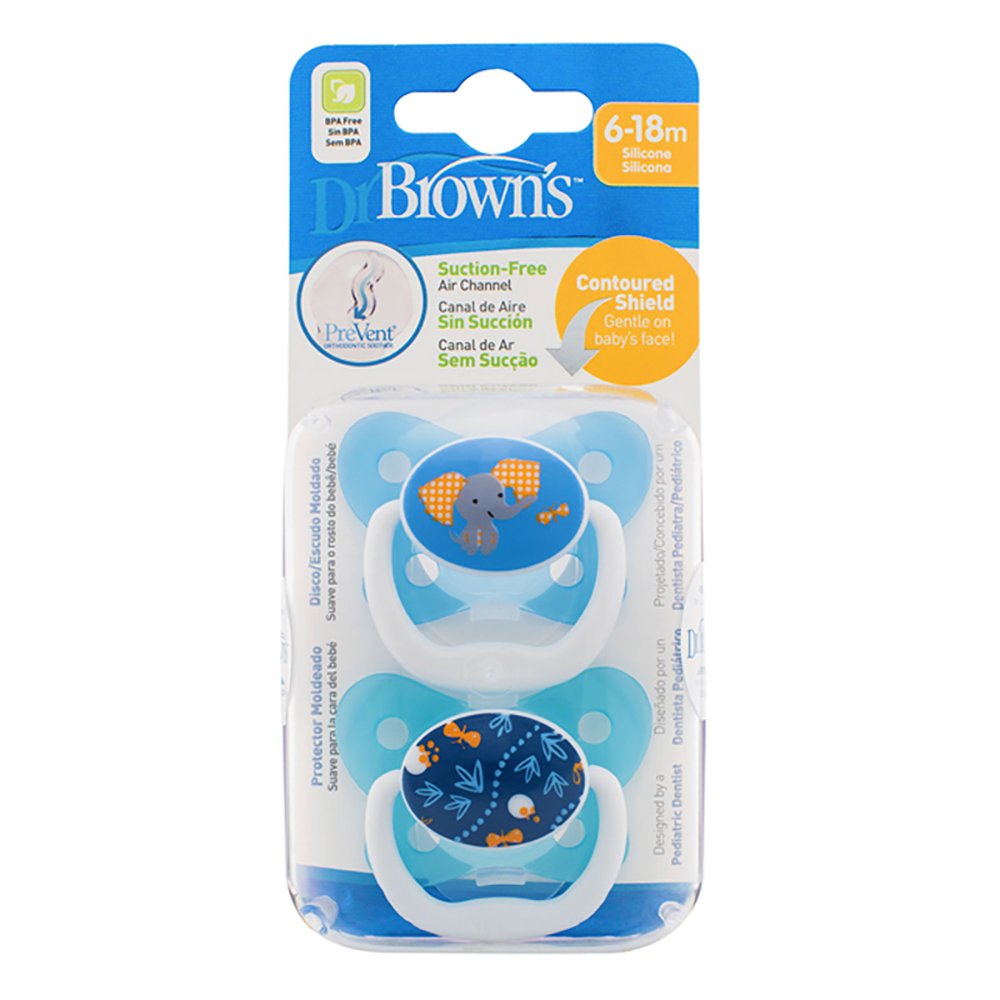 Dr Browns Prevent Soothers Boys Twin Pack 6-12 Months