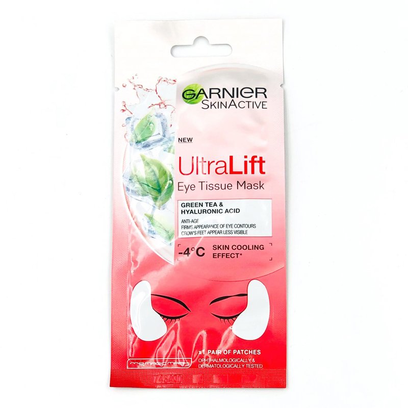 Garnier Ultralift Green Tea And Hyaluronic Acid Eye Tissue Mask 6g