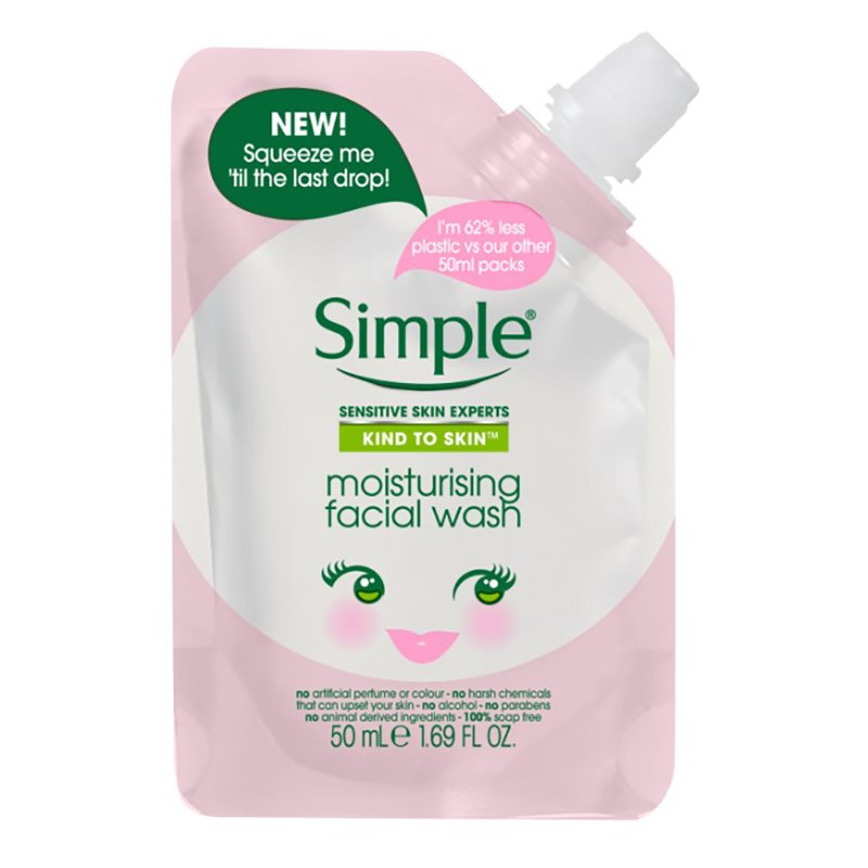 Simple Kind To Skin Moisturising Facial Wash Travel Pouch 50ml