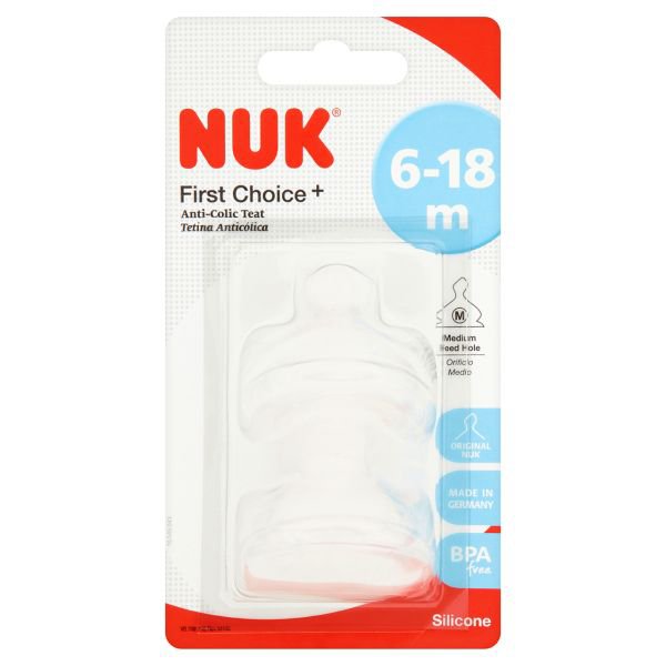 Nuk First Choice Twin Pack Medium Feed Hole Silicone Teat Size 2 6-18 Months
