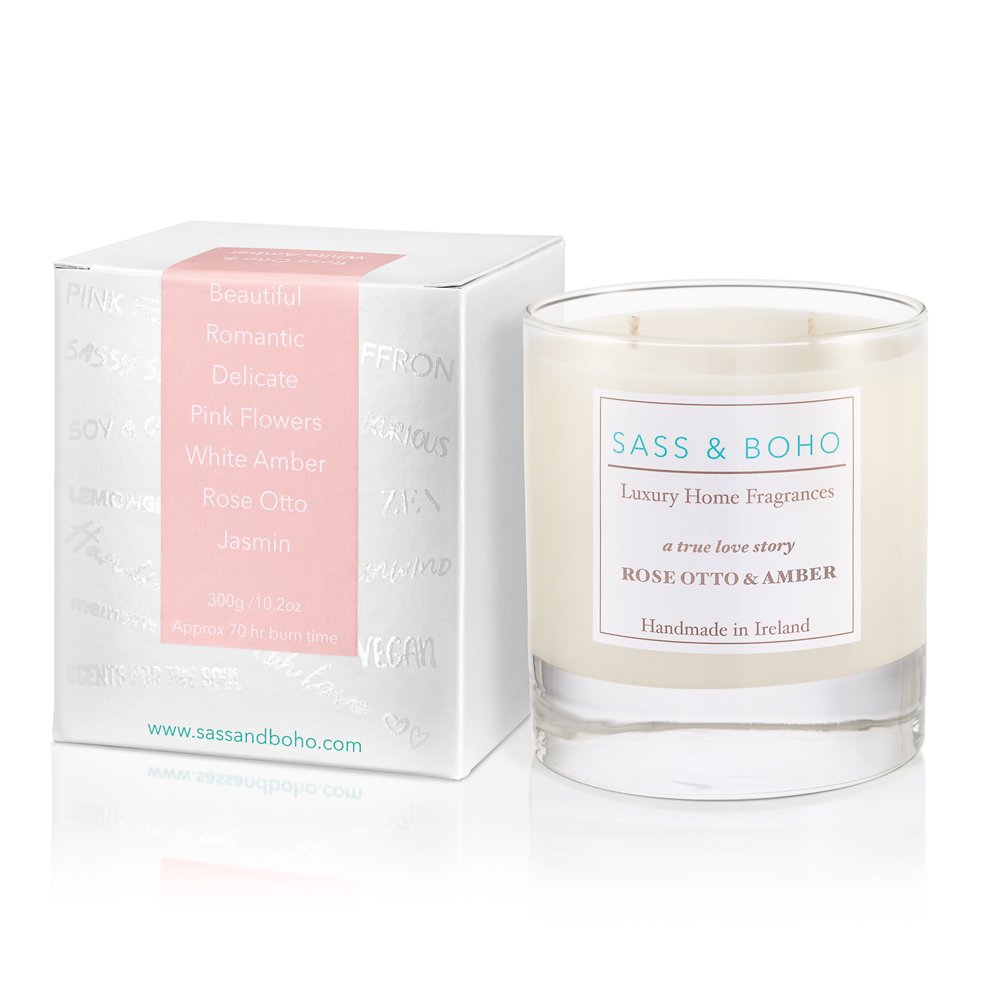 Sass And Boho Rose Otto And Amber - A True Love Story Double Wick Candle 300g
